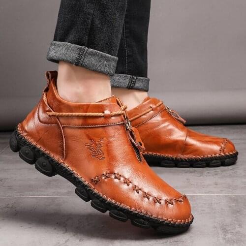 Men Casual Boots Outdoor Footwear Men Casual Flat Shoes Leisure Sport Leather Shoe Man Mens Causal Black Fashion