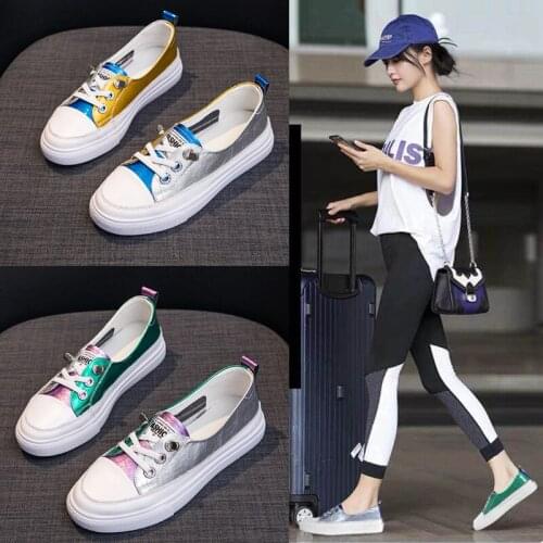 YSHUNIJ Large Size Platform White Shoes Womens Leather 2021 New Fashion Korean Leisure Flat Bottom Students Womens Shoes Tide