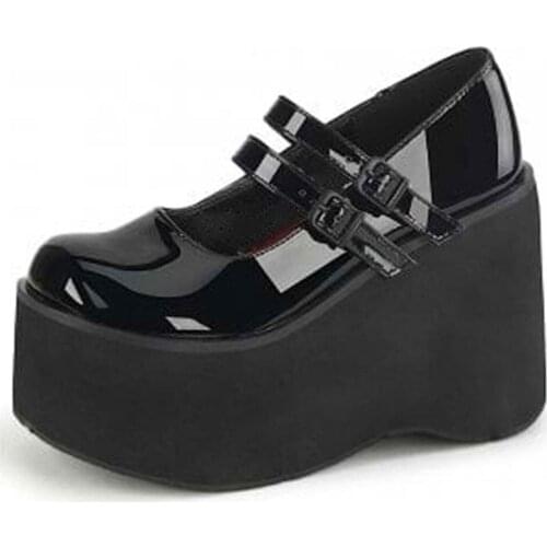 Wedges High Heels Womens Pumps Gothic Punk Shoes Woman New Female Lolita Cute Mary Janes Pumps Platform Sweet Oxfords Plus Size