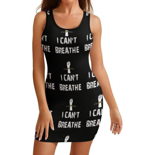 I Cant Breathe Dress Sleeveless Sexy Spandex Tight Bodycon Women Patterns Holiday Hot One-Piece Dress