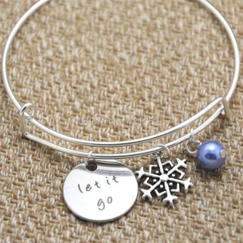 12pcs Let It Go bracelet gift Big snowflake charm Elements Crystal bangles