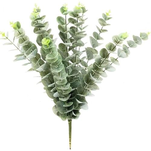15pcs Fake Plants 3d Printed Eucalyptus Decoration Artificial Decor For Nordic Wedding Decoration Gold Leaf Branch Hanging