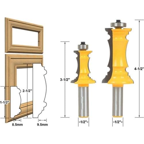 2pcs Architectural Molding Router Bit 1/2" Shank Line knife Woodworking cutter Tenon Cutter for Woodworking Tools