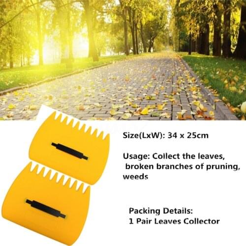 2Pcs/set Yellow Plastic Garden Yard Leaf Scoops Grass Hand Handy Rakes Accessories
