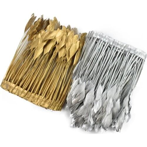 2Yards Golden Goose Feather Trim Gold Silver Geese Plumes Ribbon on Tape Fringe Plumes Decoration Handicraft Accessories Decor