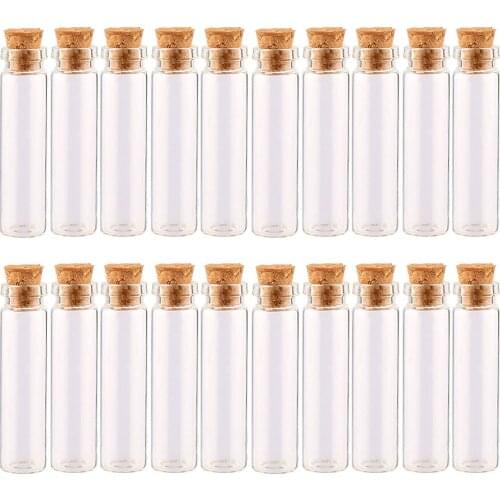 20Pcs 12 x 45MM 3ML Mini Glass Bottles Empty Sample Jars with Cork Stoppers for DIY Craft Decoration - Transparent