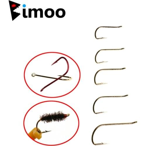 Bimoo 20PCS Fine Wire Dry Fly Hook Golden Red Color Fly Tying Hook Sharp Tip Small Fly Fishing Tying Hooks for Small Trout