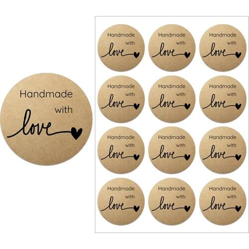 3.5/4.5cm Kraft Paper /White Paper Labels Stickers Scrapbook Gift Stationery Label Stickers Handmade With Love Thank You Sticker