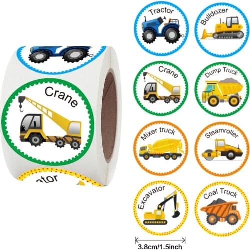 3.8CM Cars And Truck Stickers Party Supplies Pack Toddler For Kids Construction Sticker Car Family Birthday Stationery Sticker