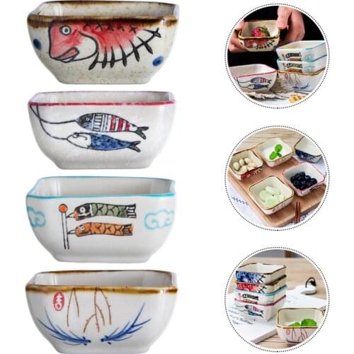 4pcs Sushi Dishes Flavor Tray Kitchen Kid Bowl Tableware Saucer (Random Style)