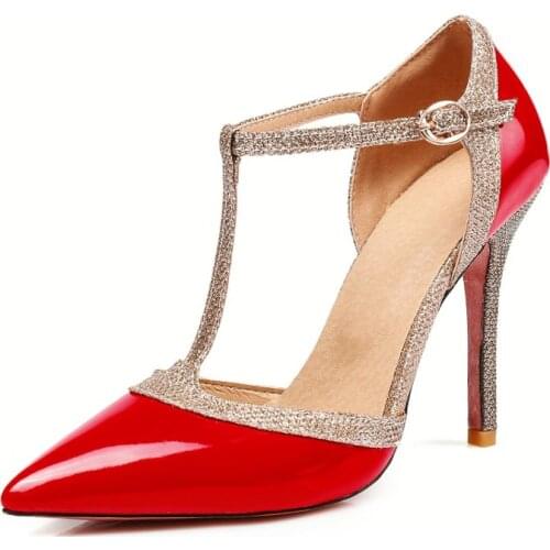 Big Size 11 12 13 14 15 16 high heels sandals women shoes woman summer ladies spike buckles Pointed Package the heel