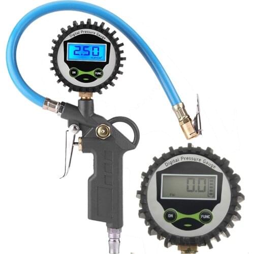 Digital Air Tire Pressure Inflator Gauge Car Truck Motorcycle Pistol Flexible Hose Pressure Gauge Dial D1050