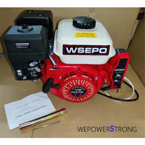 WSEPO 170F Electric Start Strong 212CC 7HP 04 Stroke Air Cool Small Gas Engine Assembled With Steel Camshaft For Muti-Purpose