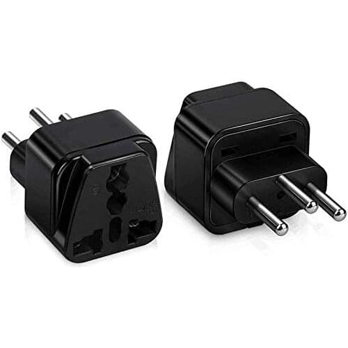 2PCS UK to Swiss Earthed Compact Travel Adaptor (black)