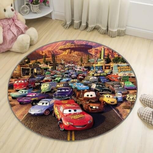 Round Rugs 100cm Cars Baby Play Mat Crawling Pad Anti-slip Kids Floor Mat Game Carpet Living Round Mat Rugs for Boys Bedroom