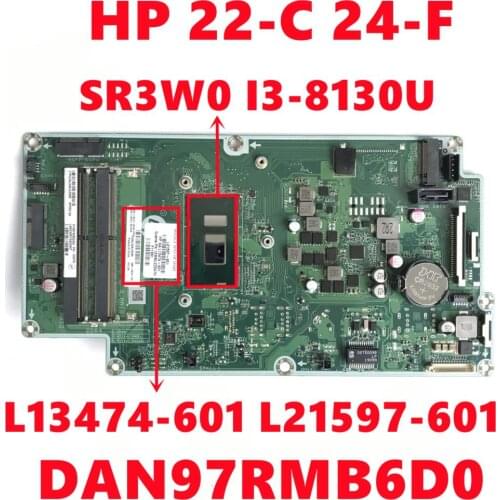 L13174-001 L13474-501 L13474-601 For HP 22-C 24-F All-in-one Motherboard DAN97RMB6D0 Mainboard With SR3W0 I3-8130U Fully Tested