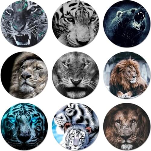 Bear tiger lion Icons Pins Badge Decoration Brooches Metal Badges For Backpack Decoration
