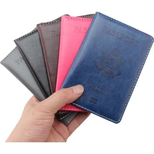 Men Fashion USA Passport Cover Women America Emblem Travel Passport Holder Soft PU Leather Passport Case Travel Accessories