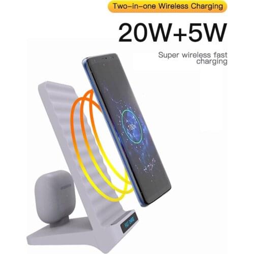2020 New 15W/20W Wireless Portable Charger New 2-in-1 Wireless Charging Base Mobile Watch Wireless Charger Fast Delivery