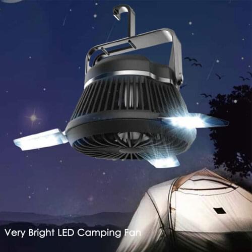 Newest Arrival Solar Camping Lights with Fan Outdoor Multi-position Adjustable Removable Fan with Lamp