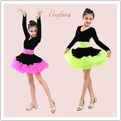 Girls Latin Dance Dress kids Latin Dance Dress Children Ballroom Dancing Dress Kids Salsa Rumba Cha Cha Tango Stage Dress Wear