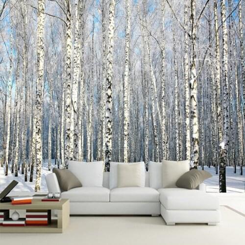 Custom Wall Cloth Modern 3D Birch Forest Landscape Nature Murals Wallpaper Living Room TV Sofa Backdrop Wall Covering Home Decor