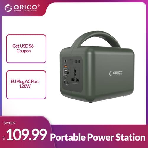 ORICO 220V 120W Portable Power Station 39000mAh Battery AC Outlet Type C Quick Charge PD60W Flashlight For Camping Travel