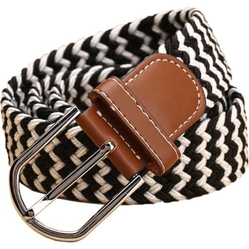 Knitted Leather 3.5cm Wide Causal Belt Metal Pin Buckle Man Women Black Brown Belts Fashion Waist Strap For Jeans Skirt