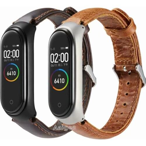Fashion Genuine Leather Watch Band Strap for Xiaomi Mi Band 6 5 Miband 4 Leather Wrist Strap band For xiaomi mi band 3 bracelet