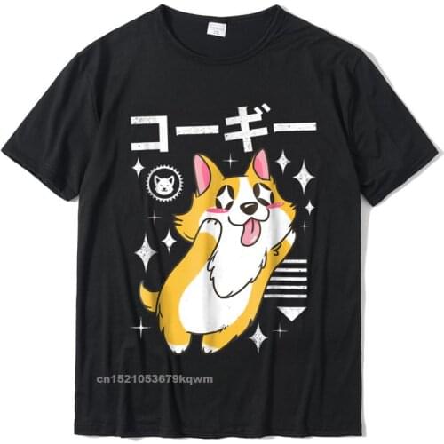 Cute Kawaii Corgi T-Shirt Custom Tops Tees For Men Cotton T Shirt Camisas Hombre Simple Style Brand