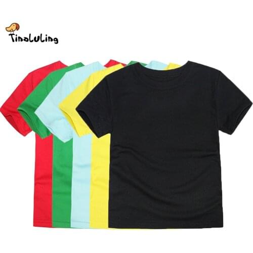 TINOLULING boys girls cotton t-shirts kids short sleeves solid t shirt children summer tees baby tops For 2-14 Years