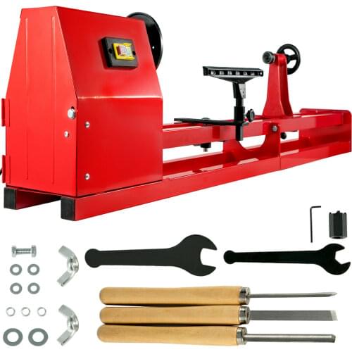 Wood Lathe 14" x 40", Power Wood Turning Lathe 1/2HP 4 Speed 1100/1600/2300/3400RPM, Benchtop Wood Lathe with 3 Chisels