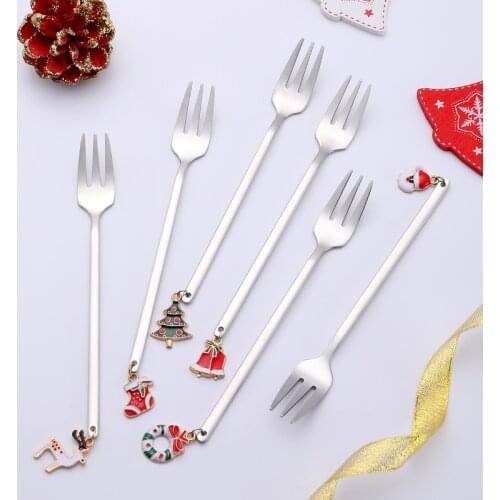 Gold Silver Metal Christmas Tree Fork Xmas Party Tableware Ornaments Christmas Decorations for Home Table Navidad New Year 2022