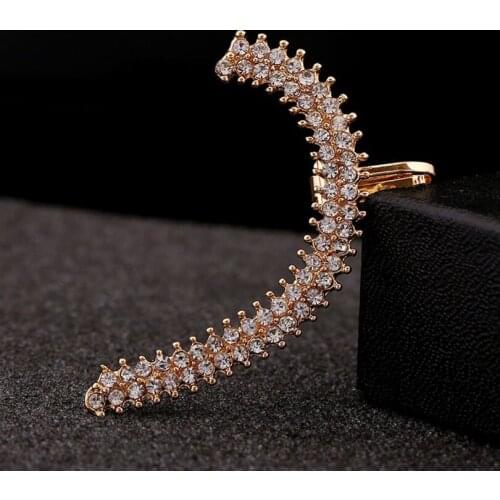 ZLDYOU Fashion Punk European&American Popular Full Rhinestone Ear Cuff Women Wedding Gift Jewelry Full Crystal Clip Earrings