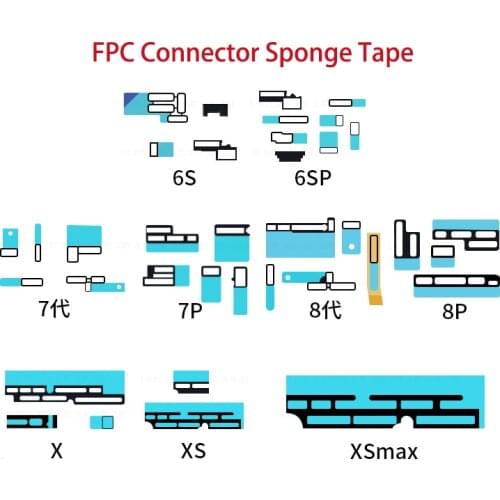 10Pcs Motherboard FPC Connector Sponge Tape Stickers For 6 6S 6SP 7 7P 8 8P Plus X XR XS Max 11 Pro Pad Foam Adhesive Glue