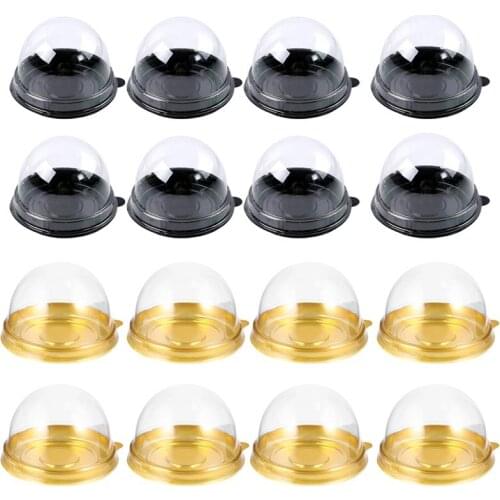 100/200/300pcs Round Plastic Egg-Yolk Puff Container Transparent Mooncake Dome Boxes Baking Packing Box Blister Box