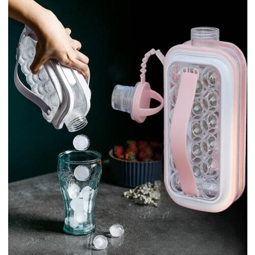 2 In 1 Ice Ball Maker Portable Creative Ice Bottle Cubic Container Ice Cube bag Round Tray DIY Iattice Kettle Bar Kitchen Tool