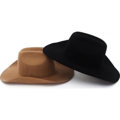 2021 Fedora Hats For Women Fashion Flat Wide Brim Wool Jazz Hats For Men Black Top Vintage Wedding Party Hat