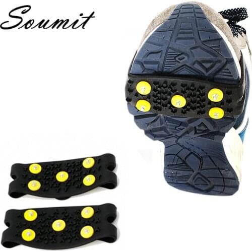 5-Stud Snowshoes Ice Claws Climbing Anti-Slip Spikes Grips Crampons Cleats Shoes Cover for Women Men Winter Boots Ice Gripper