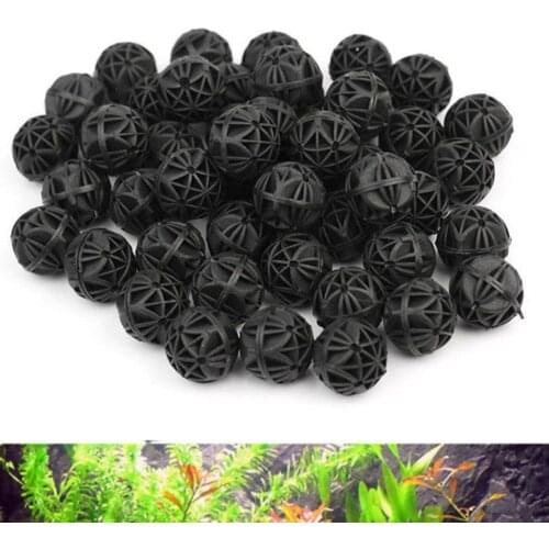 50pcs Aquarium Filter Media Bio Balls With Wet Dry Cotton For Air Pump Canister Clear Water Biological Ball Accessories 16/26mm