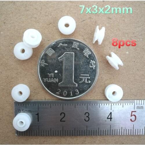 8pcs 7x3x2mm white plastic pinch roller wheel pulley for flat belt walkman tape recorder cassette deck audio stereo player