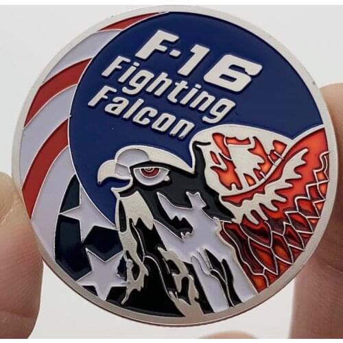 American F16 Fighter Jet Gilded Silver Commemorative Coin Gift Lucky Coin