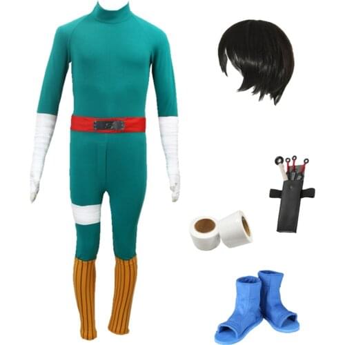 Anime cosplay Rock Lee Cosplay Mens Clothes Green Clothes Costume Halloween comic cosplay