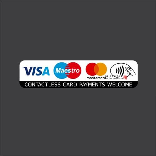 Contactless Credit Card VISA Mastercard Maestro Payments Stickers Taxi Shop