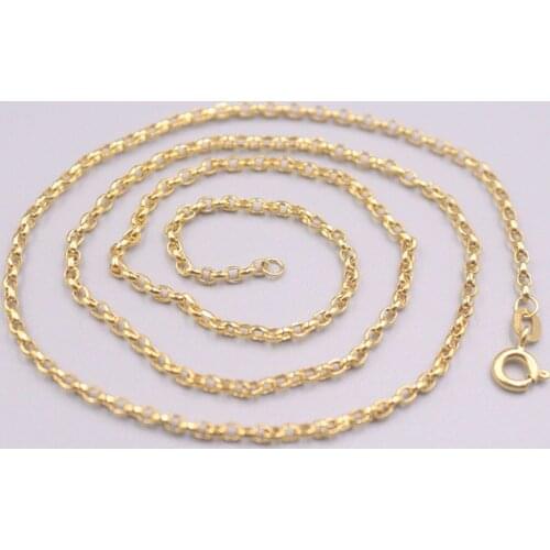 Solid 18K Yellow Gold Cable Chain Necklace 18"L 2mmW Women Necklace GUARANTEED 18KT PURE GOLD