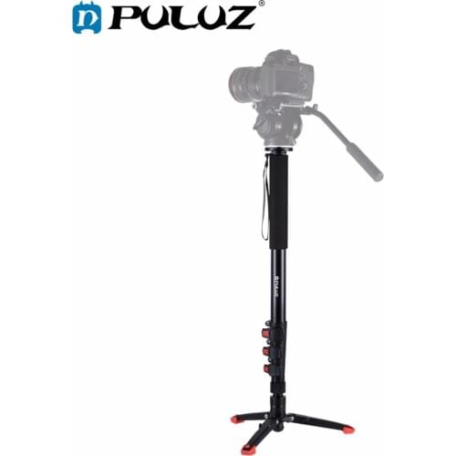 PULUZ Four-Section Telescoping Aluminum-magnesium Alloy Self-Standing Monopod/Camera Tripod legs with Support Base Bracket