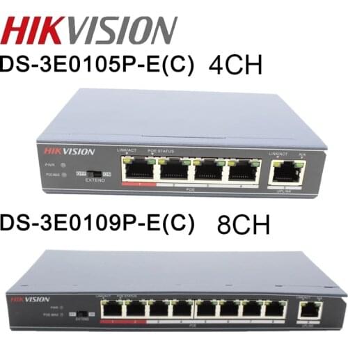 Hikvision 4 poe switch DS-3E0105P-E DS-3E0109P-E 8 ports switch 100Mbps Unmanaged 8 switch poe