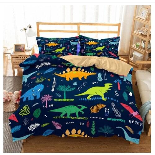 Bedclothes Quality Super Soft Unicorn Bedding Cartoon Duvet Cover Set 3D Dinosaur World Bed Set 2/3pcs Twin Kids Bedding Set