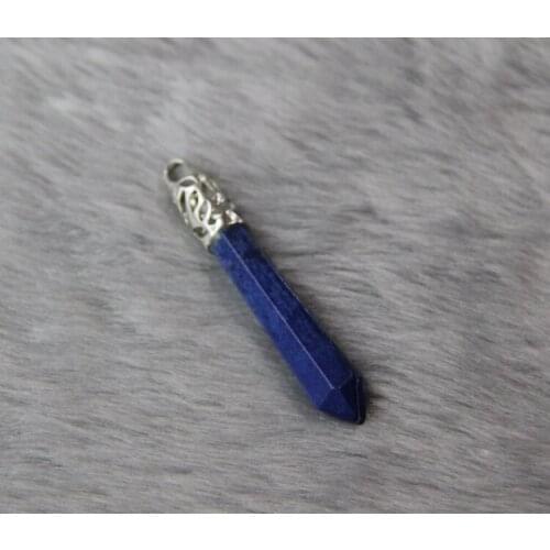 Cinderalla Lapis Lazuli Crystal Healing Point Pendant Bead Necklace Hexagonal Rock Crystal Natural Quartz Pendant