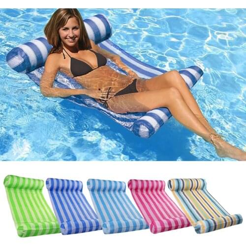 Summer Foldable Floating Water Hammock Inflatable Bed Lounge Chair Swimming Pool Beach Sleeping Air Mattress Water Sport Accesso